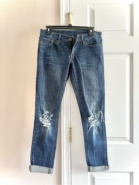 Levi's 531 Low Skinny Jeans Distressed Dark Wash Size 4 (30 inches waist)
